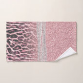 Chic Girly Pink Leopard animal print Glitter Afbee Bad Handdoek (Handdoek)