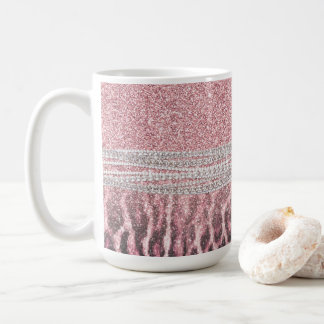 Chic Girly Pink Leopard animal print Glitter Afbee Koffiemok