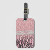 Chic Girly Pink Leopard animal print Glitter Image Bagagelabel (Voorkant (verticaal))