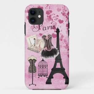 Chic Girly Pink Paris Mode iPhone 11 Hoesje