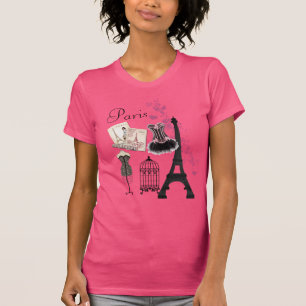 Chic Girly Pink Paris  Mode Romance T-shirt