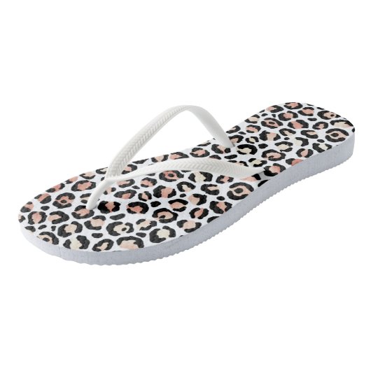 Chic Girly Roos Gold Leopard Print Teenslippers (Schuin)