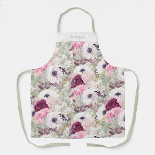  Chic Girly Roze Waterverf Bloemen Schort