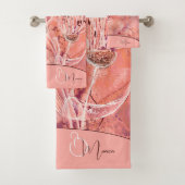 Chic Girly Salmon roze bloemen Bad Handdoek (Insitu)