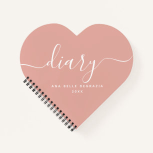 Chic Girly Trendy Moderne Blush Pink Heart Diary Notitieboek