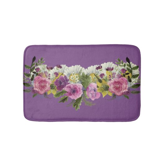  Chic Girly Waterverf Flowers Badmat (Voorkant)
