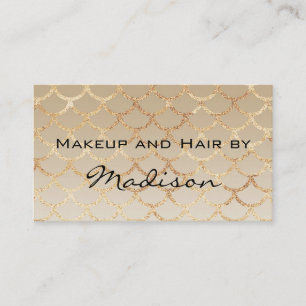 Chic & Glam Gold Mermaid Glitter Makeup Artist Visitekaartje