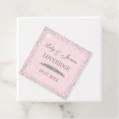 Chic Glam Gray Silver Glitter & Blush Pink Weddens Bedankjes Labels (In situ)
