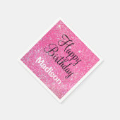 Chic Glam Happy Birthday Hot Pink Glitter Sparkle Servet (Hoek)