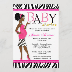 Chic Glam Modern mam roze Zebra Baby shower Kaart