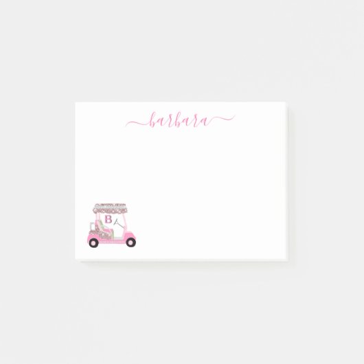 Chic Glam Personalized Golf Gal Golf Cart Post-it® Notes (Voorkant)