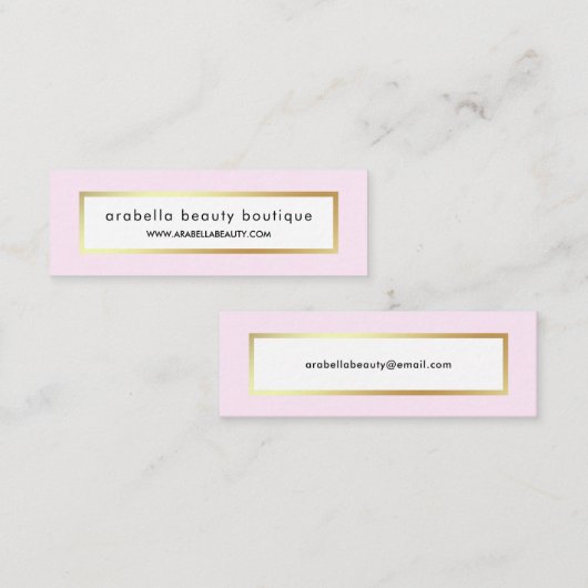 Chic Glam Pink en Faux Gold Mini Visitekaartje (Voorkant / Achterkant)