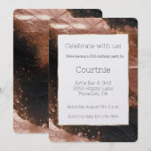 Chic Glam Roos Gold Black Verjaardag Kaart (Voorkant / Achterkant)