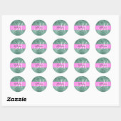 Chic Glam Roze Groen Glitter Sparkle Name Monogram Ronde Sticker (Vel)