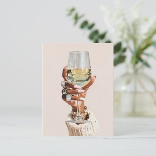 Chic Glam Wine Vibes Uitnodiging Briefkaart (Staand voorkant)