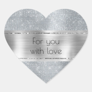 Chic Glam Zilveren Glans Hart Sticker