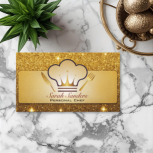 Chic glamour Personal Chef Catering Gouden Glitter Visitekaartje