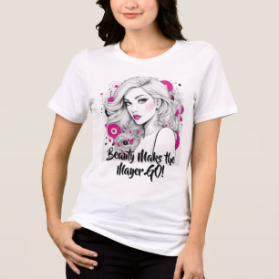 Chic Glamour Portret met roze accenten Tri-Blend Shirt