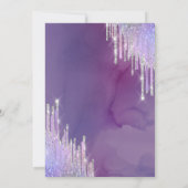 Chic Glitter Crown Drop Violet Quinceañera Kaart (Achterkant)