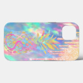 Chic Glitter Drift Pineappel Holographic Case-Mate iPhone Case (Achterkant (horizontaal))