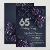 Chic Glitter Drips Roos Gold 65e verjaardag Kaart (Voorkant / Achterkant)