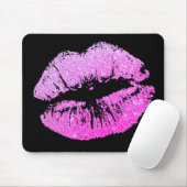 Chic Glitter Effect Neon Lips Black Mousepad Muismat (Met muis)