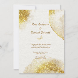 Chic Glitter Gouden Huwelijksuitnodiging Kaart