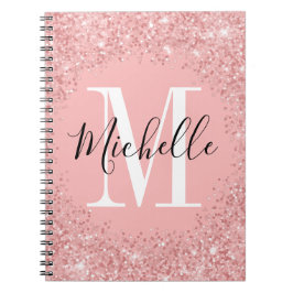Chic glitter Monogram spiraal Notitieboek