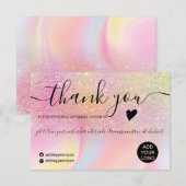 Chic glitter regenbow unicorn marmer bedankt (Voorkant / Achterkant)