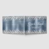 Chic Glittery Dusty Blue Foil Mariage livre d'hôte (Complet)