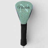 Chic Glittery Feathers Monogram Golfheadcover (Voorkant)