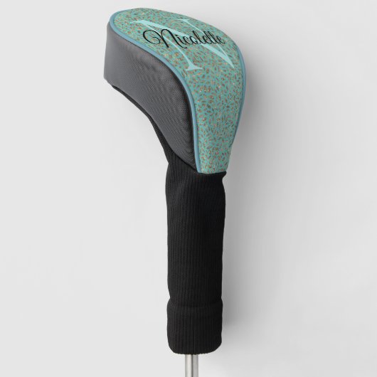 Chic Glittery Feathers Monogram Golfheadcover (Schuin)