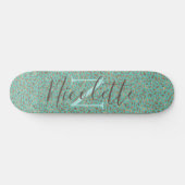 Chic Glittery Feathers Monogramme Skateboard (Horz)