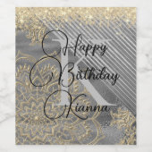 Chic Glittery Mandala Monogram Étiquette de vin (Étiquettes simples)