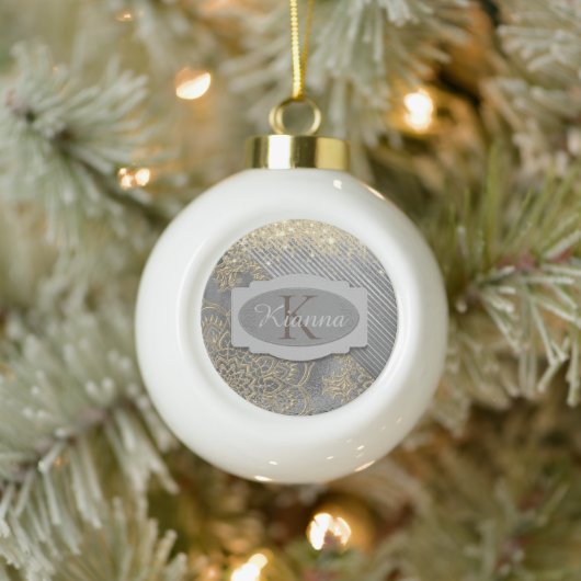 Chic Glittery Mandala Monogram Ornament (Boom)