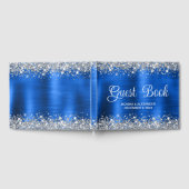 Chic Glittery Royal Blue Foil Mariage livre d'hôte (Complet)