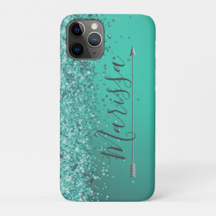 Chic Glittery Turquiose, op maat gemaakt iPhone 11 Pro Hoesje