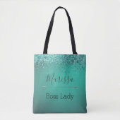 Chic Glittery Turquoise Personalized Boss Lady Draagtas (Voorkant)
