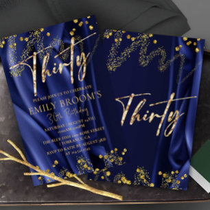 Chic Gold 30e anniversaire Royal Blue Invitation