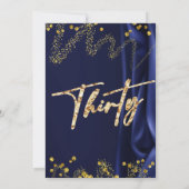 Chic Gold 30th Birthday Royal Blue Invitation Kaart (Achterkant)