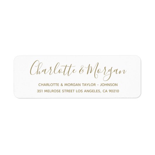 Chic Gold aangepaste script modern elegant Wedding Etiket (Voorkant)