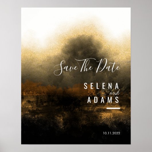 Chic Gold Abstract Typography Wedding Poster (Voorkant)