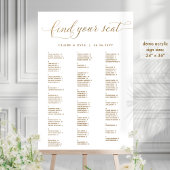 Chic Gold Alphabetical Seating Chart Acrylic Sign 