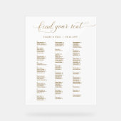 Chic Gold Alphabetical Seating Chart Acrylic Sign  Acryl Bord (Voorkant)