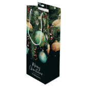Chic Gold and Green Christmas Tree Ornaments Wijn Cadeautas (Voorkant Gekanteld)