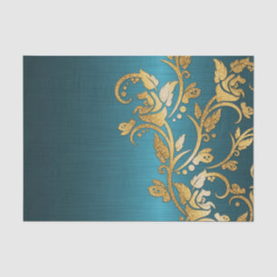  Chic Gold Aqua Floral Glitter Foto afdrukken Tissuepapier