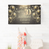 Chic Gold Balloons Stars 50e verjaardag Spandoek (Insitu)
