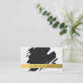 Chic Gold Black Brushstrokes Visitekaartje (Staand voorkant)
