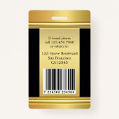 Chic Gold Black Medewerker Foto-ID-badge Badge (Achterkant)