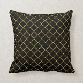 Chic Gold Black Quatrefoil Kussen
